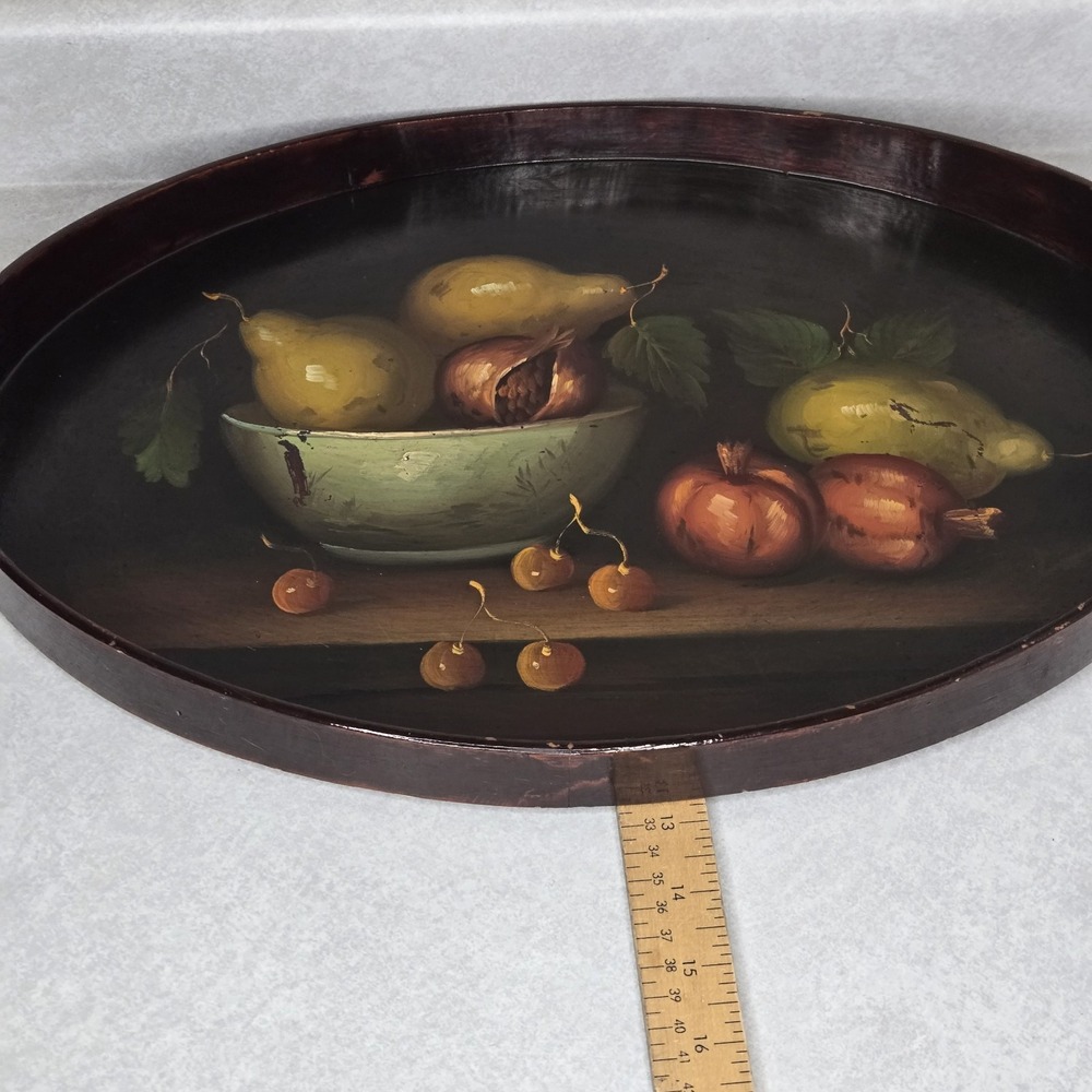 Vintage Hand Painted Wood Tray Toleware Still‎ Life Rose Hill Mansion Geneva NY - Picture 6 of 13